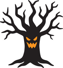 silhouette of a halloween tree