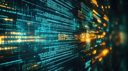 Abstract digital code wall