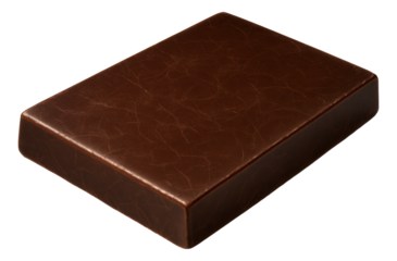 Chocolate slab with a vibrant sheen and a web of surface imperfections.