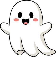 Cartoon Illustration of a Cute Friendly Ghost.