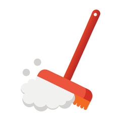 Floor brush with soap foam vector illustration for cleaning services and household chores vector
