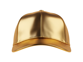 Shiny golden baseball cap with reflective surface