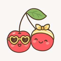 Cute cherries with smiling faces