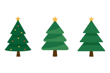 Festive Christmas Trees with star toppers and green leaves. Perfect for holiday celebrations 