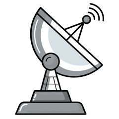 Satellite dish with signal waves on a white background antenna communication