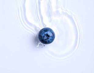 Fresh Blueberry with Water Droplets on Pure White Background - Top Down, Hyperrealistic, Copy Space, Trending Healthy Food Style