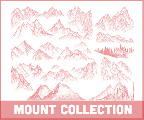 Hand Drawn Mountain Range Illustrations Collection collection various