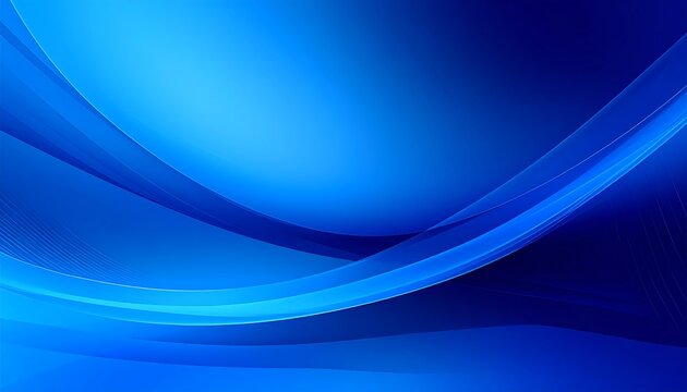 A dynamic abstract design showcases flowing, translucent blue curves against a deep blue backdrop.