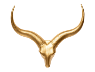 Golden antelope head wall decor with curved horns on black background