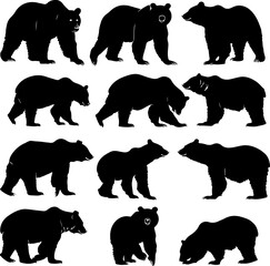 "Bear Silhouettes Collection: Wild Nature in Motion"