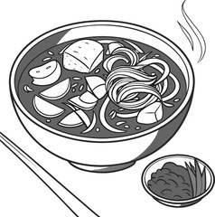 Vector illustration of a seamless food pattern with vintage sketch icons of pizza, bread, and fish