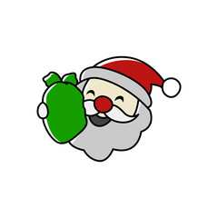 Flat Minimalist Santa Claus Icon Illustration