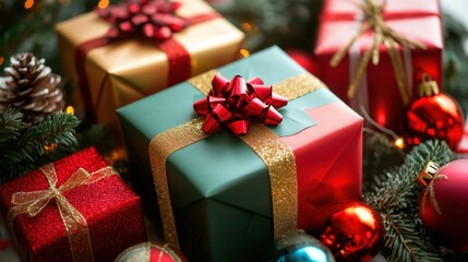 Festive Christmas Gifts Under Tree.