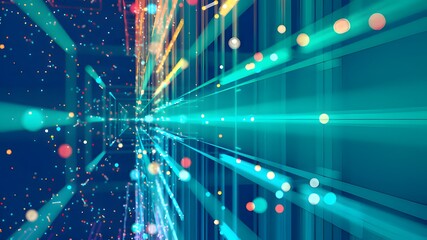 Abstract digital network with glowing lights and futuristic technology concept