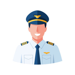 Illustration of a pilot wearing full attributes. Flat design for a pilot avatar. A male pilot. Flat character design. design 1