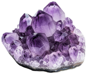 Amethyst Crystal Geode Specimen on White Background, transparent background png