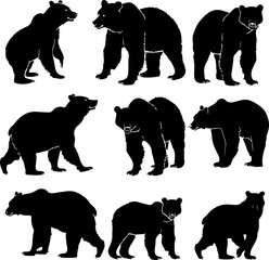 "Silhouette Bear Collection - Wildlife Animal Poses"