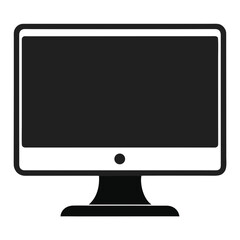 Simple black and white icon of a modern computer monitor