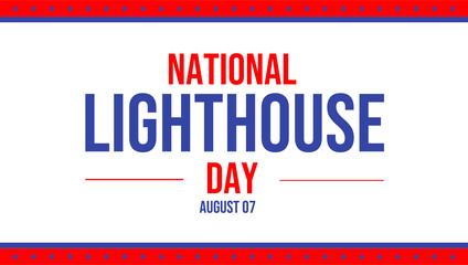 National Lighthouse day wallpaper with lighthouse and colorful patriotic typography design