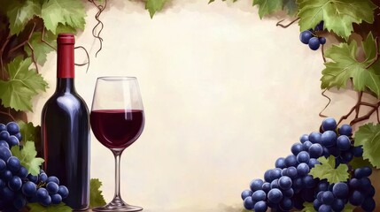 Red Wine Grapes and Vines.