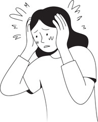 Woman Crying Holding Head