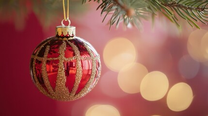 Festive Red  Gold Christmas Ornament.