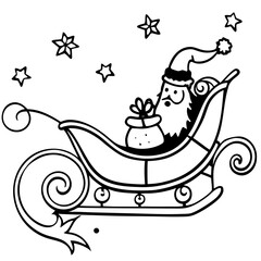 Flying Sleigh Silhouette