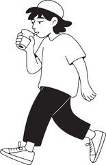 Person Walking Head Down with Phone