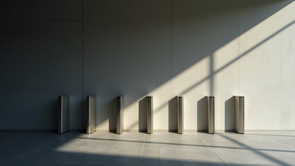 Obraz premium Minimalist Concrete Blocks: Architectural Sunlight Photo