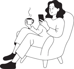 Person Sitting with Coffee and Phone