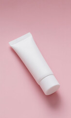White Cosmetic Tube Mockup on Pink Background