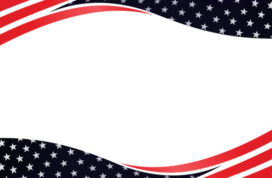 USA flag abstract patriotic border template background vector design with copy space for business presentation slide, 4th of July, Veterans day, Memorial day, Labor day, Holiday, Social Media, Sale