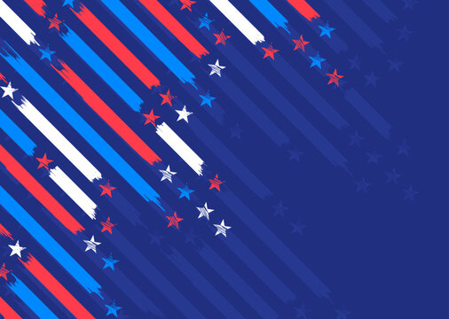 Modern USA stars and stripes patriotic abstract background, Dark blue color distressed American flag pattern template border for Holidays, Christmas, 4th of July, Business, Social Media, Sale, Ads - Powered by Adobe