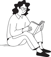 Woman Reading with Glasses