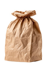 Crumpled brown paper bag with drawstring closure image, Isolated On Png Transparent Background