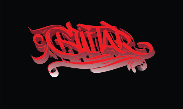 GUITAR lettering custom style tattoo design