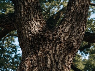 Old Tree Trunk with Deep Furrows and Texture, Natures Timeless Beauty Captured
