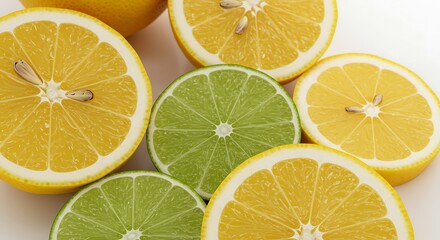 Fresh Lemons and Limes on White Surface