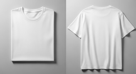 Two blank white t-shirts and shopping bag for custom design mockup display