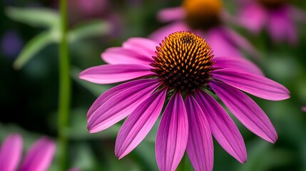 Obraz premium Vibrant purple coneflower in bloom with detailed center