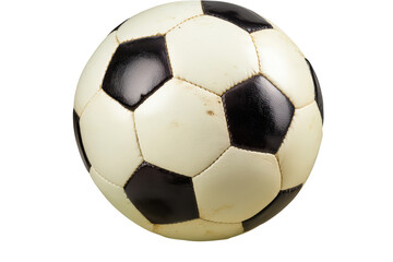 Fototapeta premium A well-worn, classic soccer ball with black and white pentagons