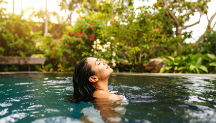Fototapeta premium young woman in the pool