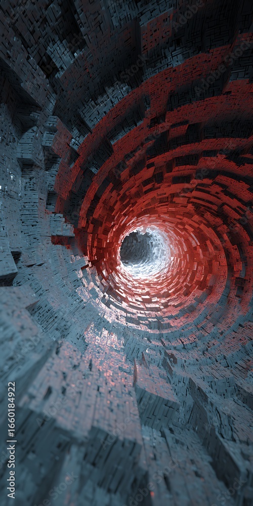 Wall mural futuristic tunnel with dynamic motion and energy, a mesmerizing abstract background with geometric s