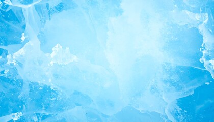 A close-up view of intricate ice formations, showcasing a spectrum of light blue hues and translucent textures.