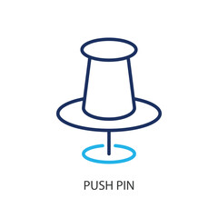 Push pin thin line vector icons.