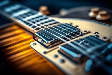 Fototapeta premium A close-up of a vintage electric guitar, highlighting its shine and classic design.