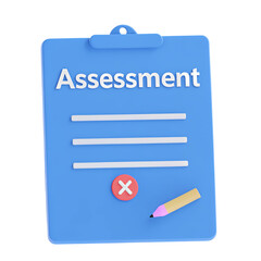 Blue clipboard with assessment