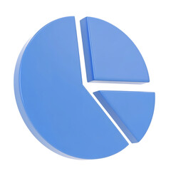 Blue pie chart with three segments 