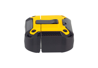 protective case with carabiner for wireless headphones, isolated from the background