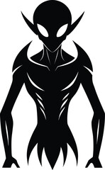 Abstract alien silhouette with vibrant color accents